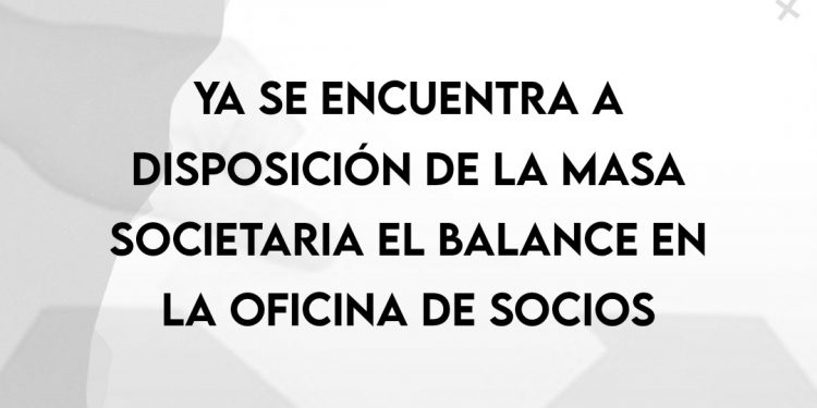 Ya se encuentra a disposición de los socios y socias el Balance